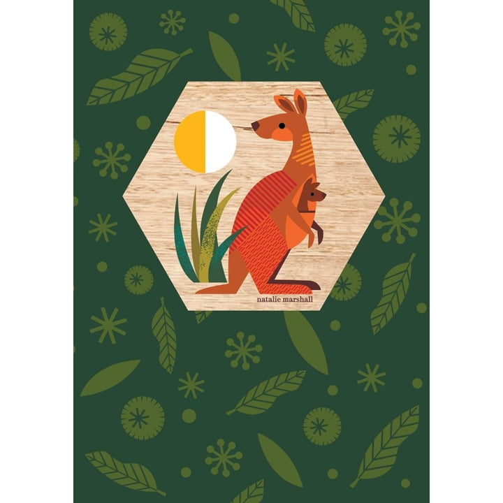 Natalie Marshall: Wood Magnet Card Kangaroo