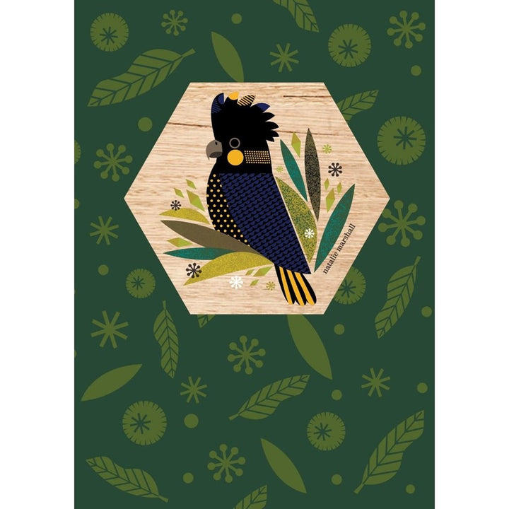 Natalie Marshall: Wood Magnet Card Black Cockatoo