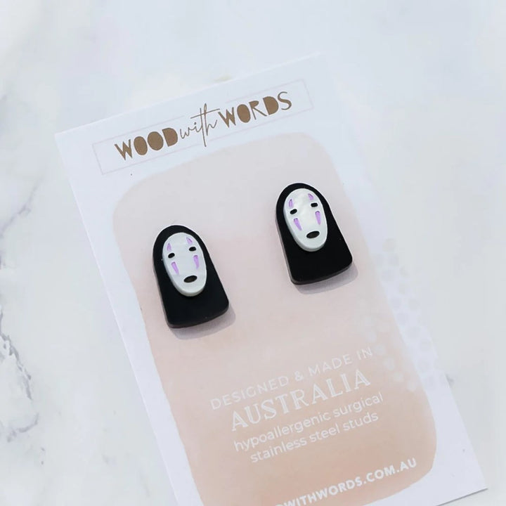 Wood With Words: Acrylic Stud Earrings No Face