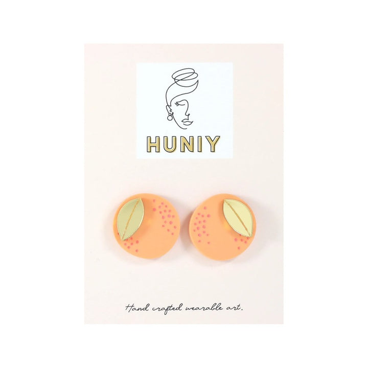 Huniy: Earrings Orange Statement Studs