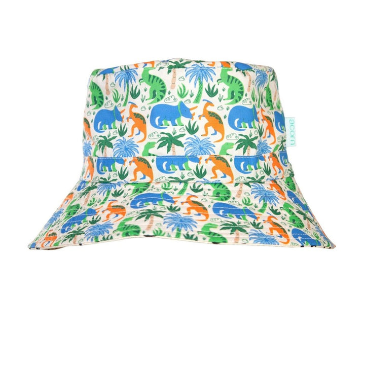 Acorn Kids: Wide Brim Bucket Hat Prehistoric Natural Blue Orange