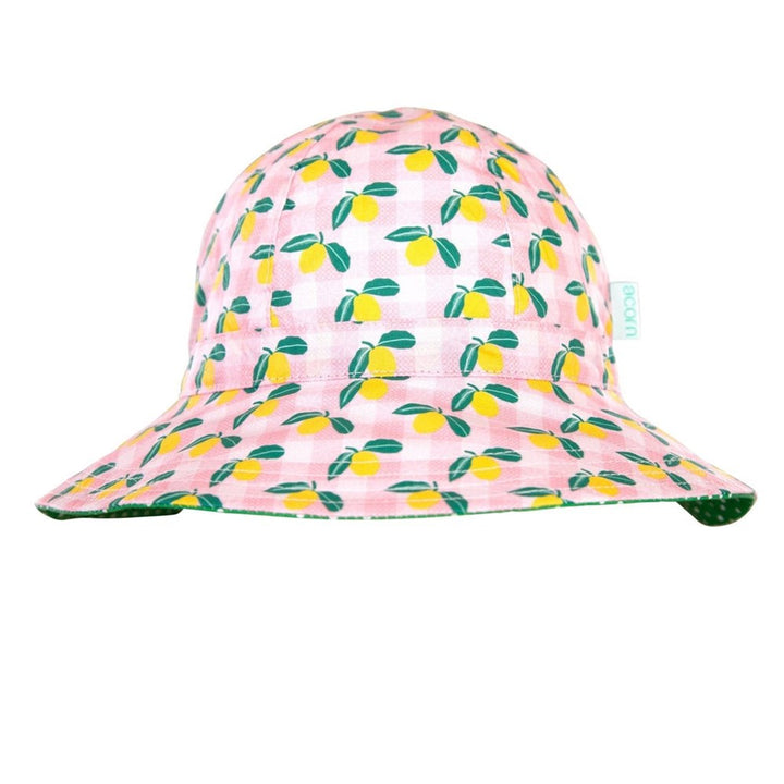 Acorn Kids: Wide Brim Sunhat Ravello Gingham Pink Yellow Green