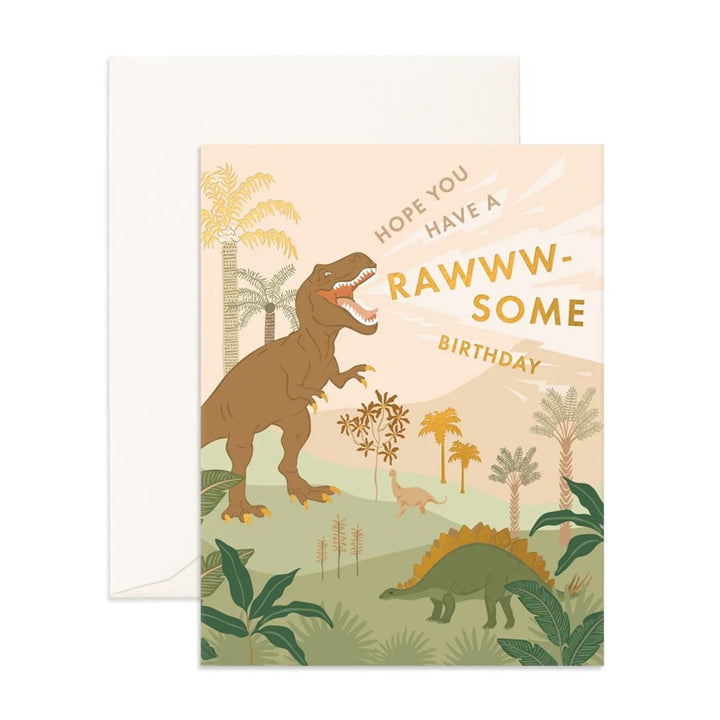 Fox & Fallow: Greeting Card Rawww-some Birthday Dino