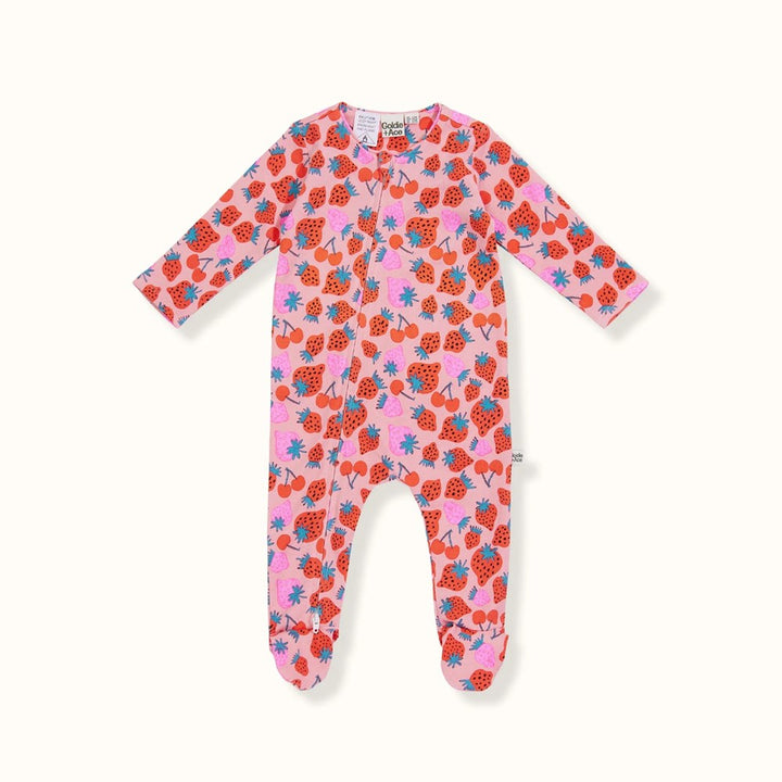 Goldie + Ace: Sally Strawberry Baby Romper Pink