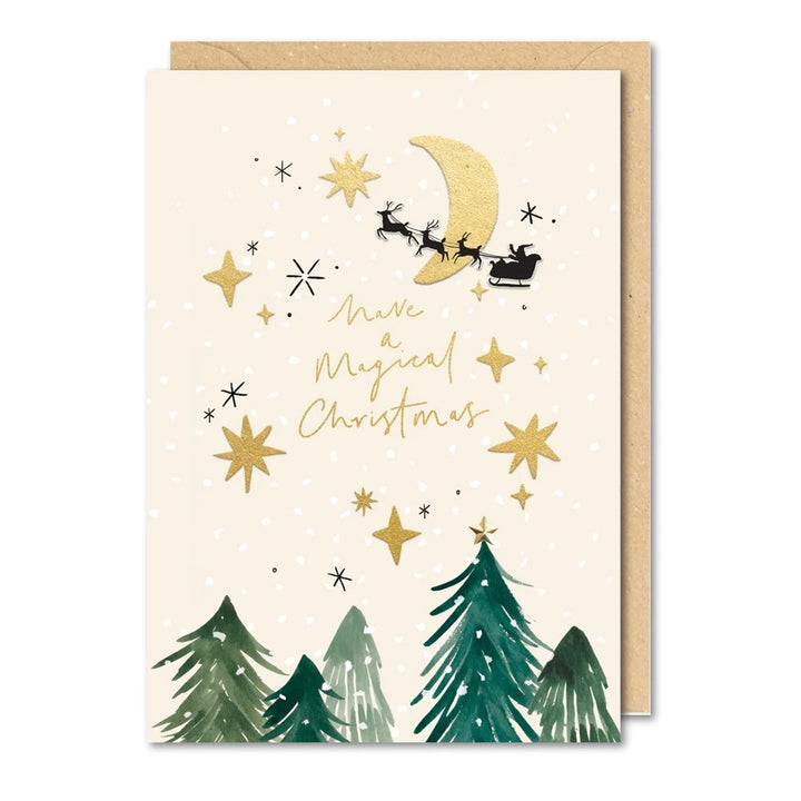Meraki: Greeting Card Joyeux Noel Santa In Sky