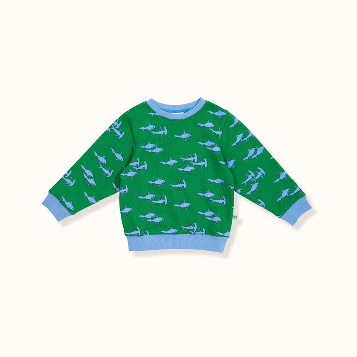 Goldie + Ace: Sharks Terry Relaxed Sweater Green