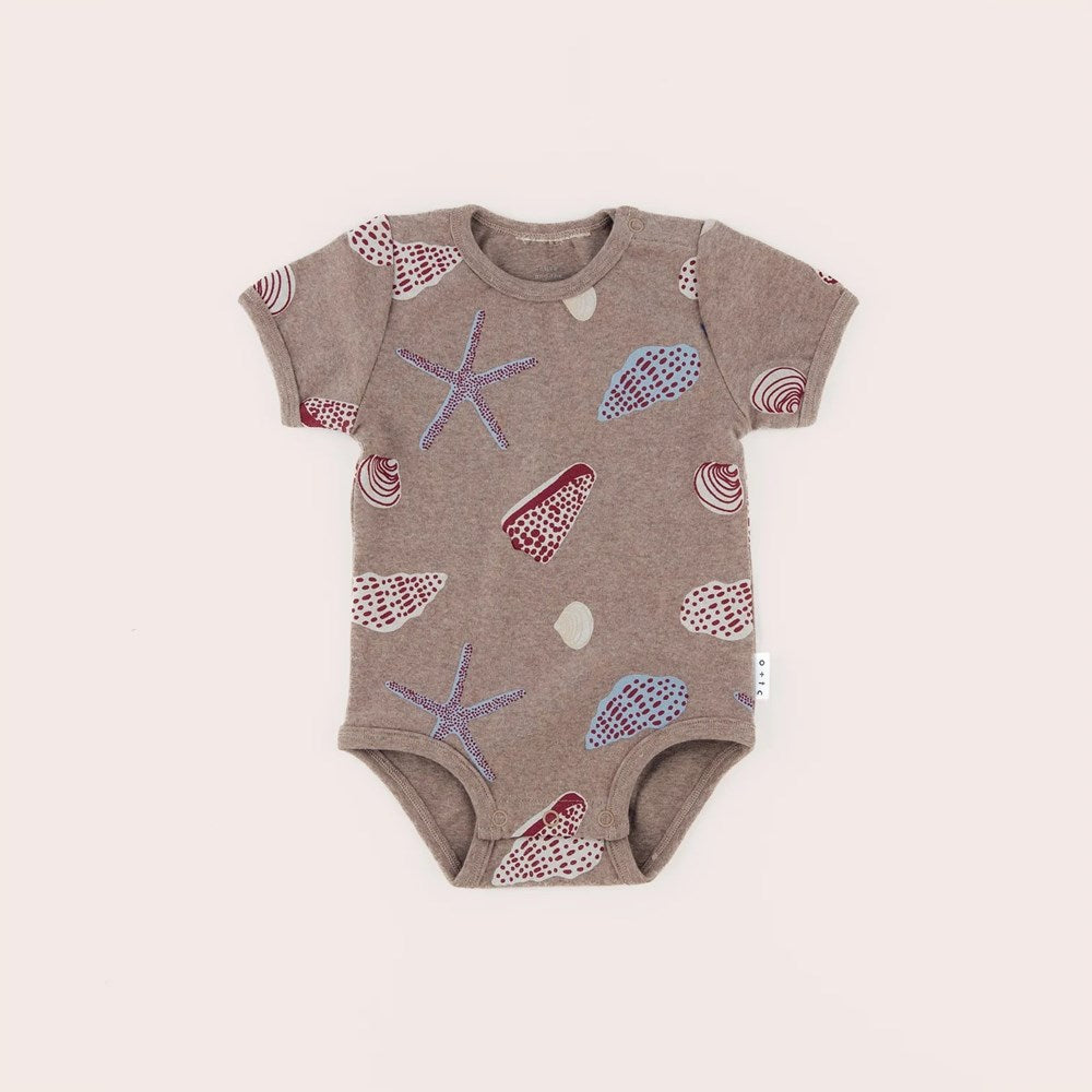 Olive + The Captain: Short Sleeve Bodysuit Shells Brown