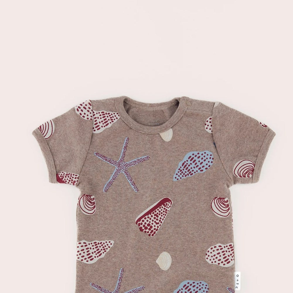 Olive + The Captain: Short Sleeve Bodysuit Shells Brown