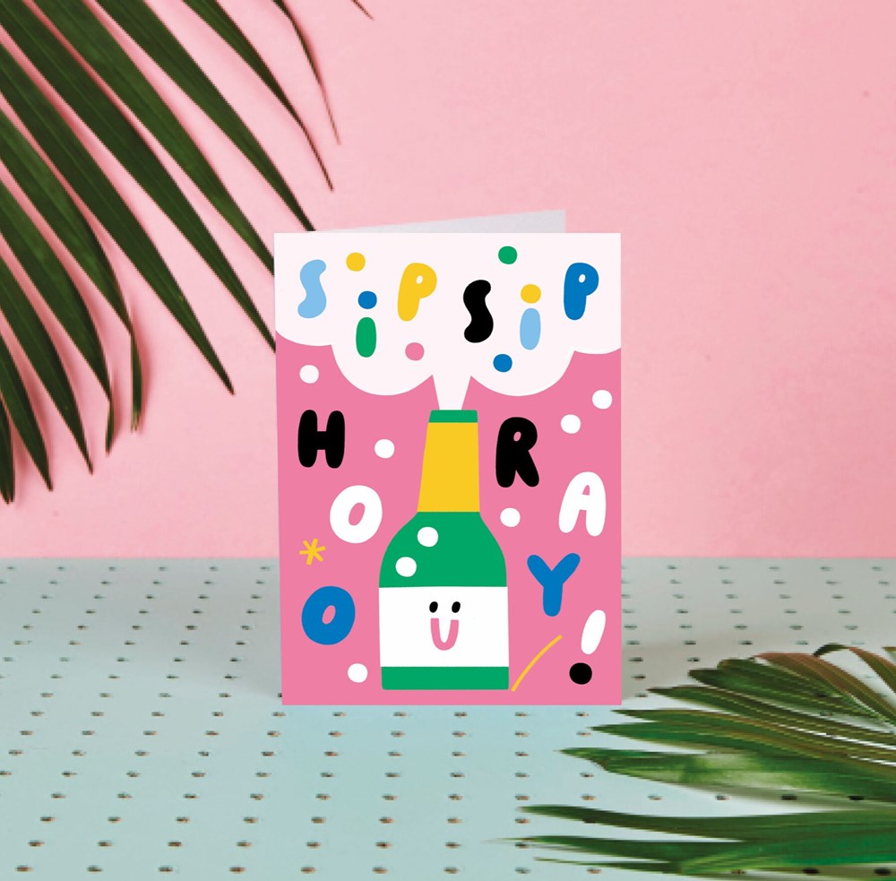 Rumble Cards: Greeting Card Sip Sip Hooray Susie Hammer