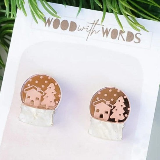 Wood With Words: Acrylic Stud Earrings Snow Globe