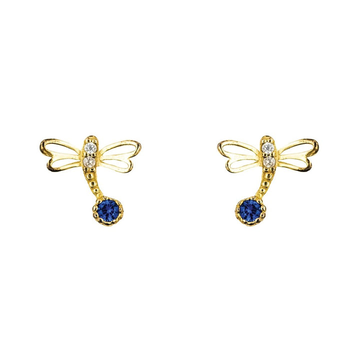 Short Story: Earring Diamante Dragonfly Blue Gold