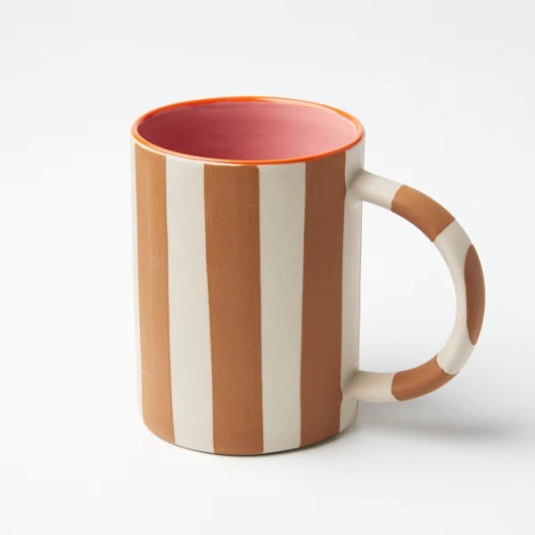 Jones & Co: Happy Mug Tan Stripe