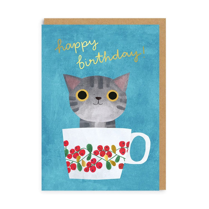 Ohh Deer: Foil Greeting Card Teacup Kitten