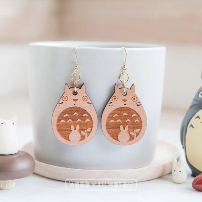 Wood With Words: Dangle Earrings Totoro