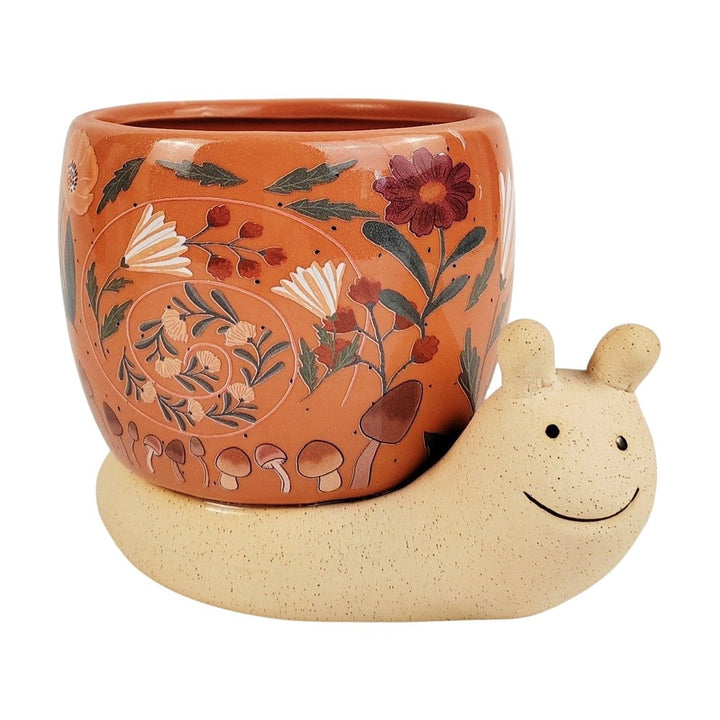 Urban Products: Snail with Flowers Planter Pink