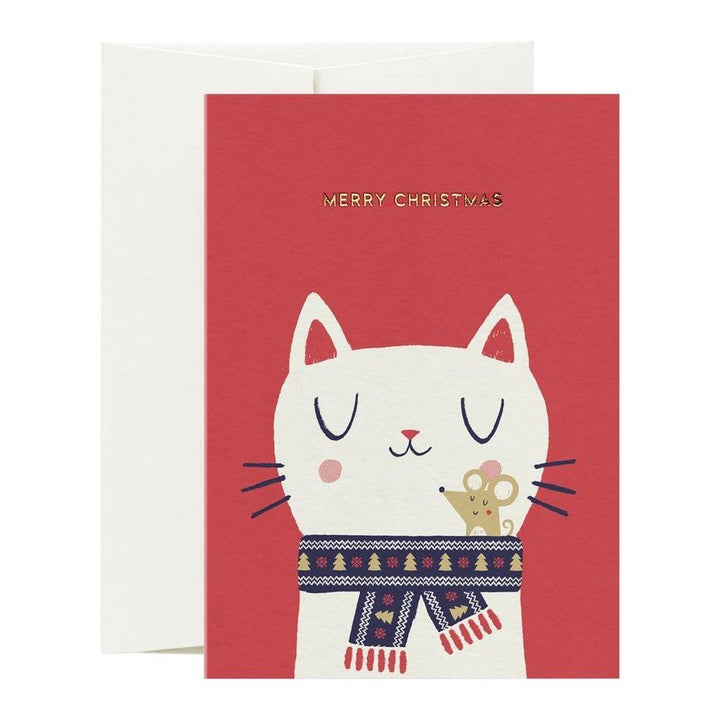 Card Nest: Wrapped Up Christmas Cat & Mouse Card