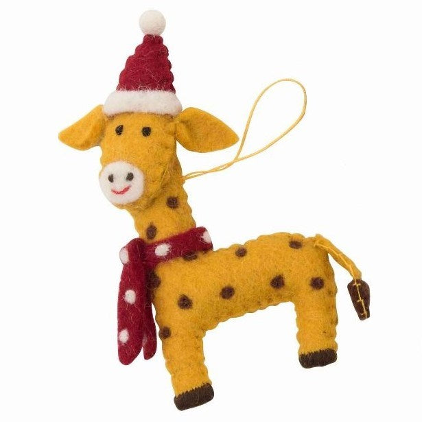 African Animals Christmas Ornament Giraffe Scarf Hat