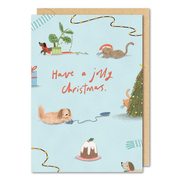 Meraki: Greeting Card Joyeux Noel Cats & Dogs